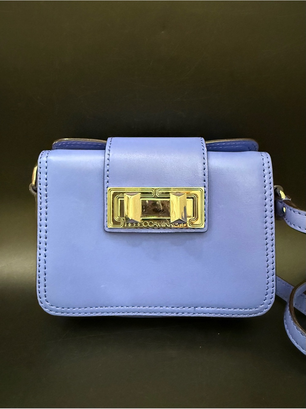 REBECCA MINKOFF Mini Box Sammy Periwinkle Blue Leather Crossbody Mini Bag